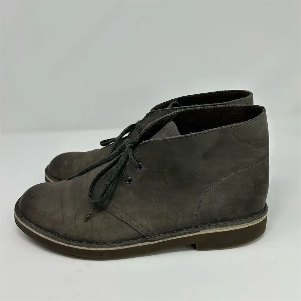 Clarks Men's Bushacre 2 Gray Leather Lace Up Chukka Boots Size 10 US Comfort